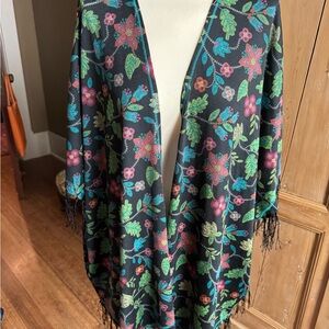 Double DRanch Cover-up Poncho EUC! One Size Small Medium Large Black Turquoise